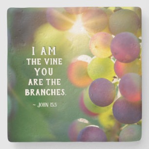 John 15:5 I Am the Vine You are the Branches Jesus Stone Coaster
