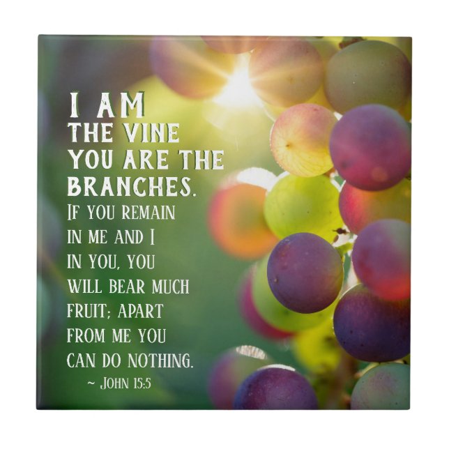 John 15:5 I Am the Vine You are the Branches Jesus Tile (Front)