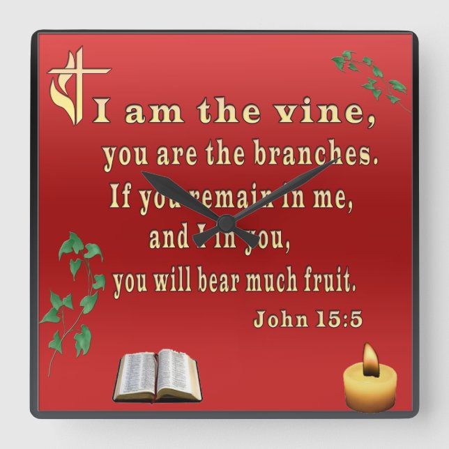 John 15:5  square wall clock (Front)