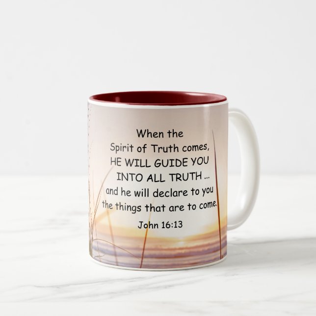 John 16:13 Spirit of Truth Will Guide You, Ocean Two-Tone Coffee Mug (Front Right)