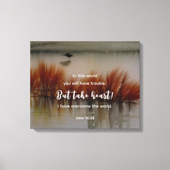 John 16:33 I have Overcome Bible Verse Christian Canvas Print (Front)
