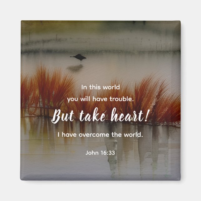 John 16:33 I have Overcome Bible Verse Christian Magnet (Front)