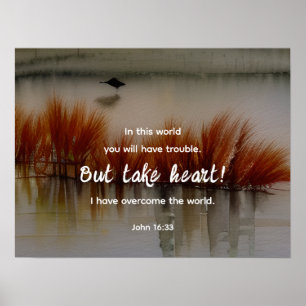 John 16:33 I have Overcome Bible Verse Christian Poster