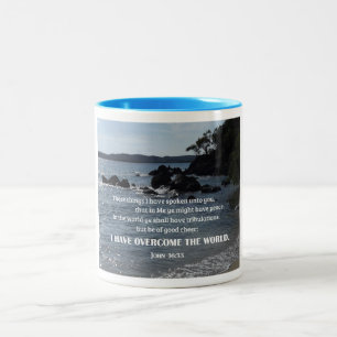 John 16:33 These things I have spoken unto you Two-Tone Coffee Mug