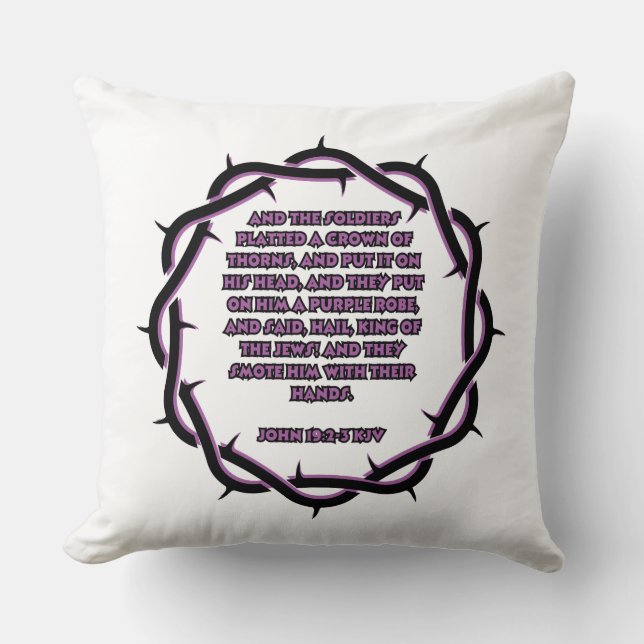 John 19:2-3 KJV Bible Verse Scripture Throw Pillow (Front)