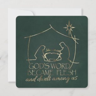 John 1:14 Christmas Nativity Scripture Religious Holiday Card