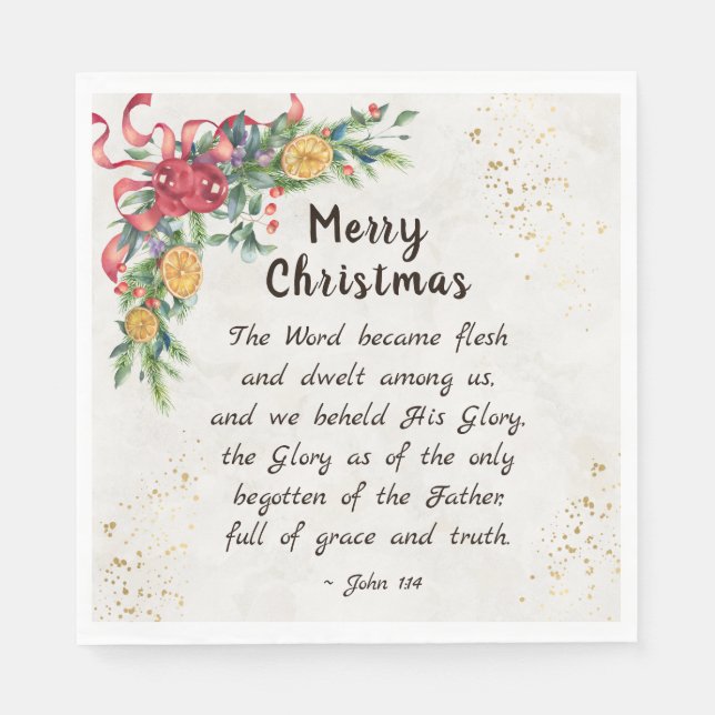 John 1:14 The Word became Flesh, Christmas Napkin (Front)