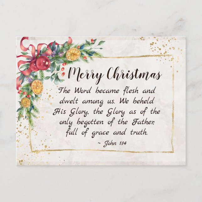 John 1:14 The Word became Flesh, Christmas Postcard (Front)