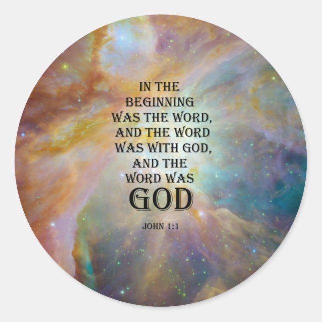 John 1:1 classic round sticker (Front)