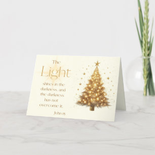 John 1:5 Gold Christmas Tree Carte de Noël