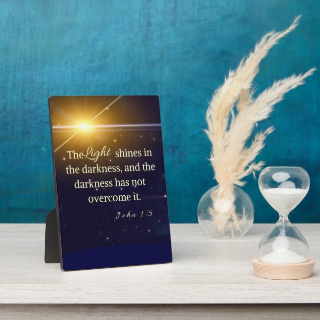 John 1:5 Light shines in darkness plaque (Side)
