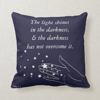 John 1:5 The Light Shines in The Darkness Throw Pillow