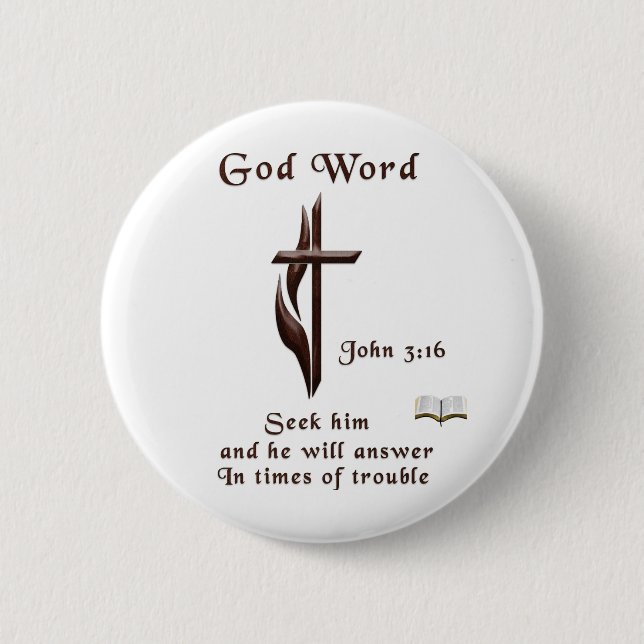 John 3:16 2 inch round button (Front)