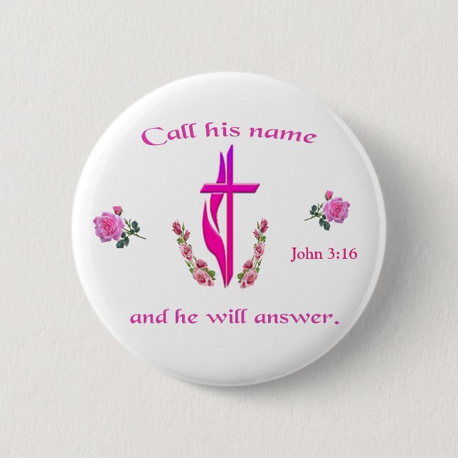 John 3:16 2 inch round button (Front)