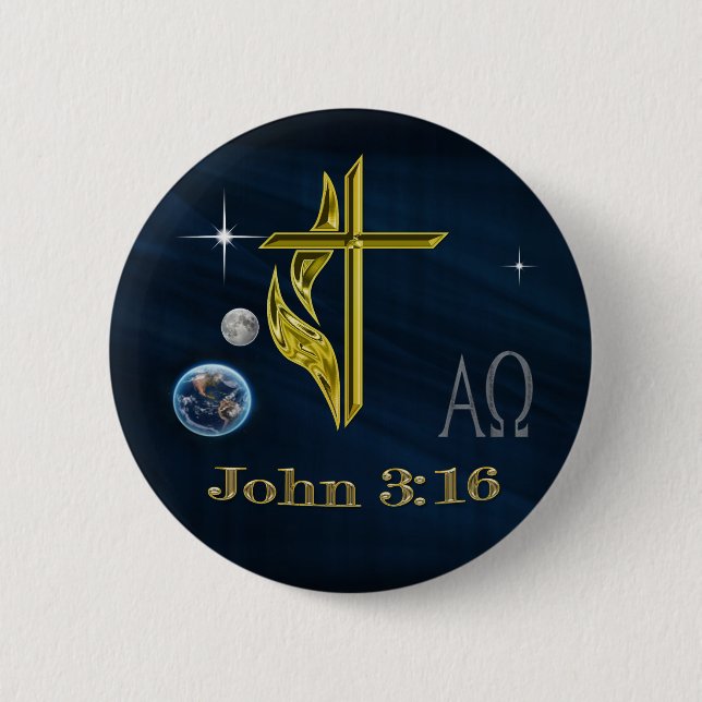 John 3:16 2 inch round button (Front)