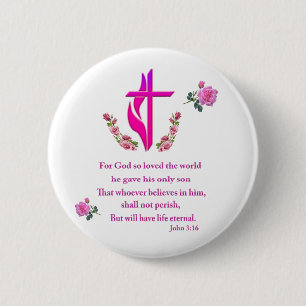 John 3:16 2 inch round button