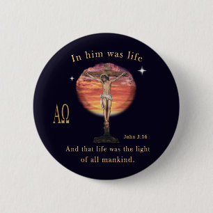 John 3:16 2 inch round button
