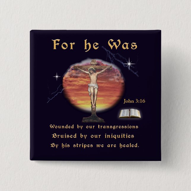 John 3:16 2 inch square button (Front)