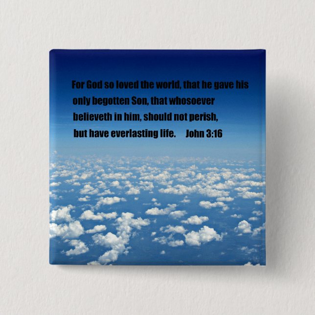 John 3:16 2 inch square button (Front)