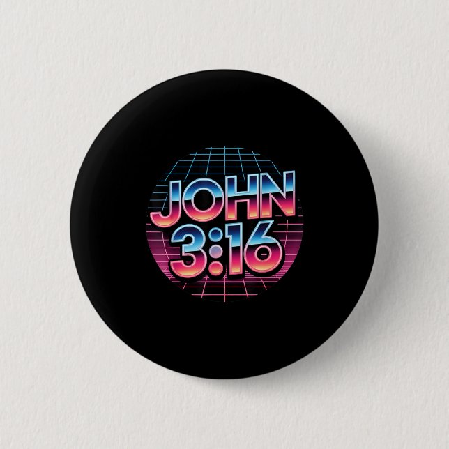 John 3_16 80s Retro Christian Faith Design  2 Inch Round Button (Front)