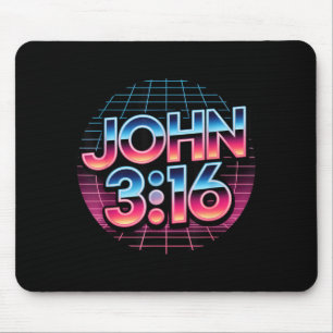 John 3_16 80s Retro Christian Faith Design  Mouse Pad