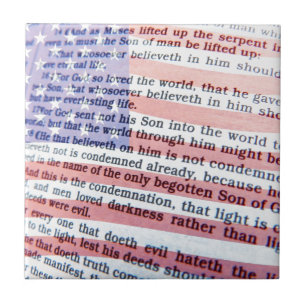 John 3:16 and American flag Tile