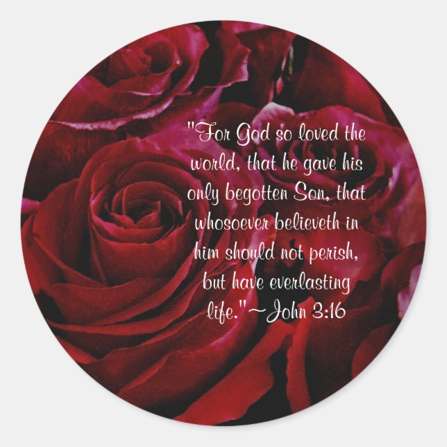 John 3:16 autocollant de roses rouges (Devant)
