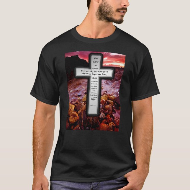 John 3:16 Basic Dark T-shirt (Front)
