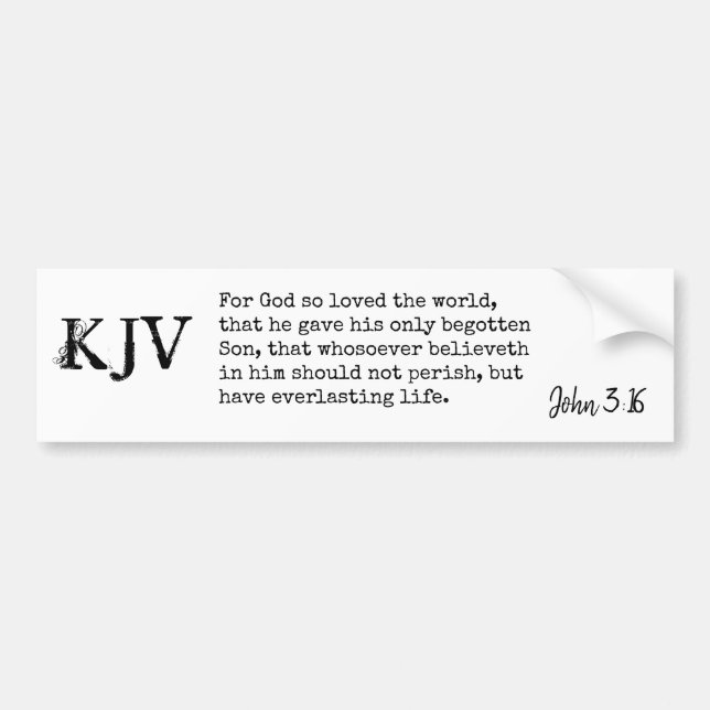 John 3:16 Bible Quote - Can be Customized Bumper Sticker (Front)