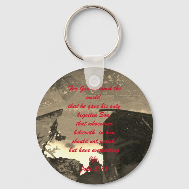 John 3:16 Bible scripture salvation truth Keychain (Front)