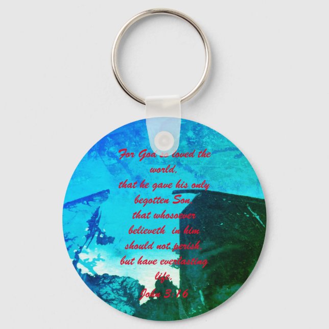John 3:16 Bible scripture salvation truth Keychain (Front)