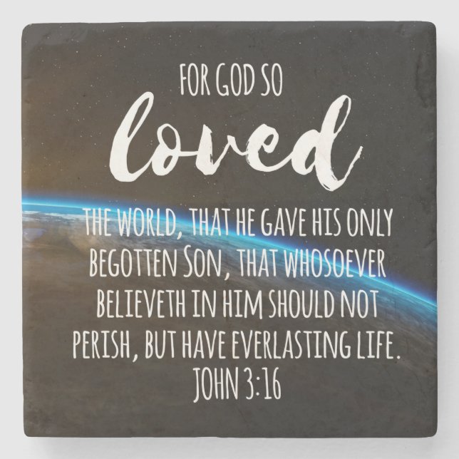 John 3:16 Bible Verse Christian Stone Coaster (Front)