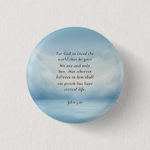 John 3:16 Bible Verse Image 1 Inch Round Button
