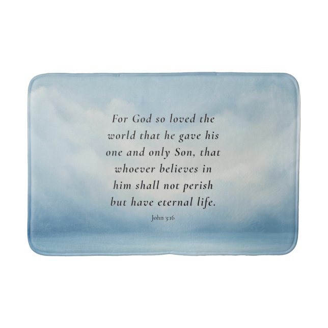 John 3:16 Bible Verse Image Bath Mat (Front)