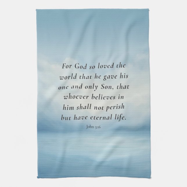 John 3:16 Bible Verse Image Kitchen Towel (Vertical)