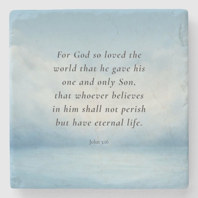 John 3:16 Bible Verse Image Stone Coaster (Front)