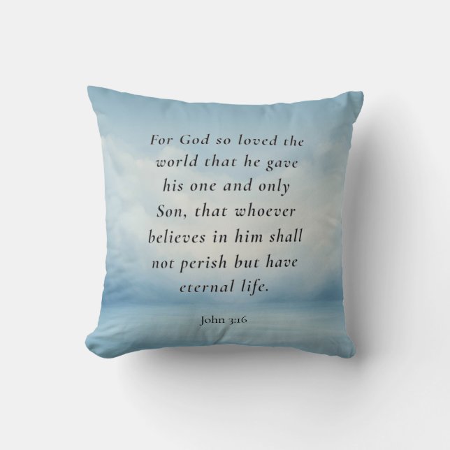 John 3:16 Bible Verse Image Throw Pillow (Front)