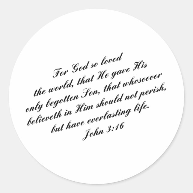 John 3:16 Bible Verse (KJV) Classic Round Sticker (Front)