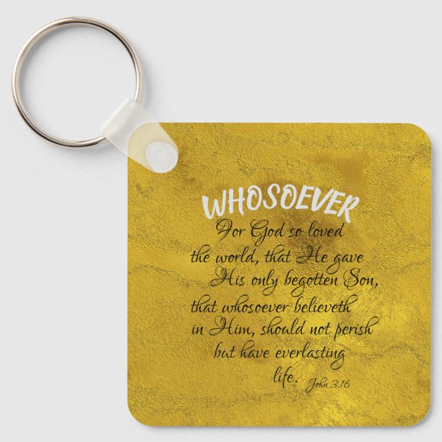 John 3.16 Bible Verse with Whosoever Keychain (Front)