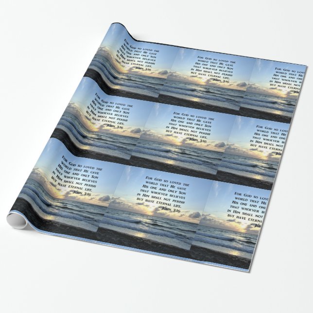 JOHN 3:16 BLUE SKIES SCRIPTURE PHOTO WRAPPING PAPER (Unrolled)