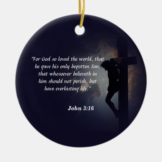 John 3:16 ceramic ornament (Front)