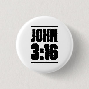 John 3:16 Christian Bible Verse  1 Inch Round Button