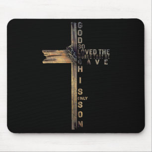 John 3_16 Christian Cross Bible Shirt Christian Qu Mouse Pad