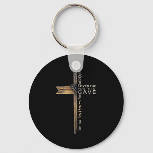 John 3_16 Christian Cross Bible Update Keychain