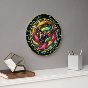 John 3:16 Christian Exotic Parrot Bold Decor  Large Clock