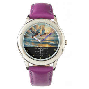 John 3:16 Christian Faith cross with ducks  Watch