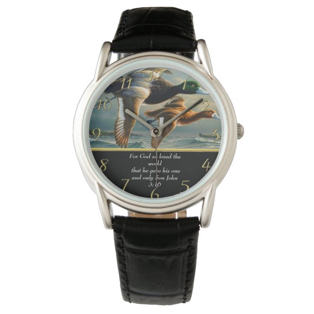 John 3:16 Christian Faith cross with ducks   Watch (Front)