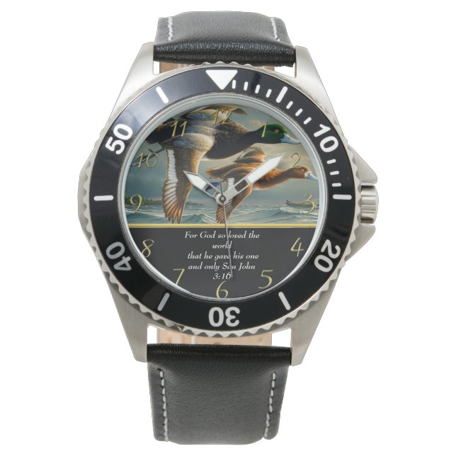 John 3:16 Christian Faith cross with ducks  Watch (Front)