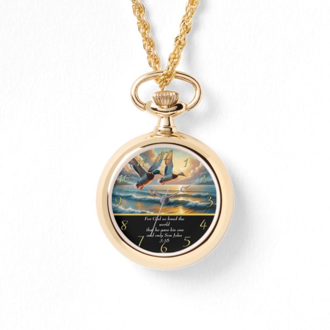 John 3:16 Christian Faith cross with ducks  Watch (Front)