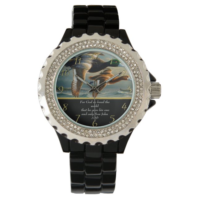 John 3:16 Christian Faith cross with ducks  Watch (Front)